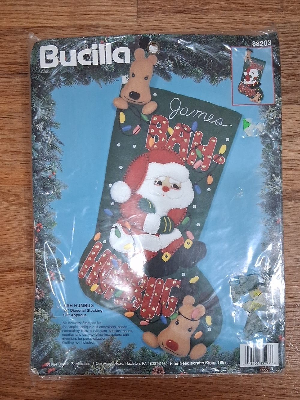 Bucilla Santa and Reindeer Felt Stocking Kit - Green, Red, White